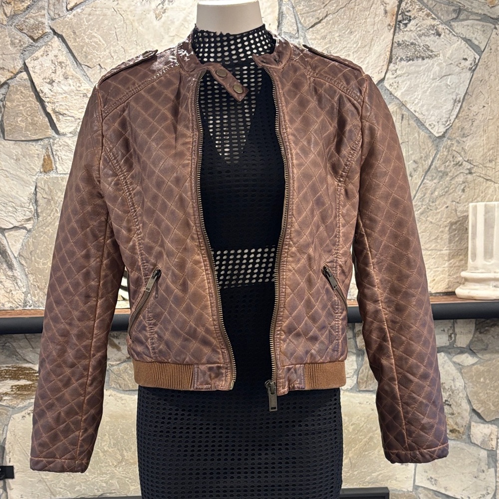 Forever 21 Quilted Brown Bomber Jacket